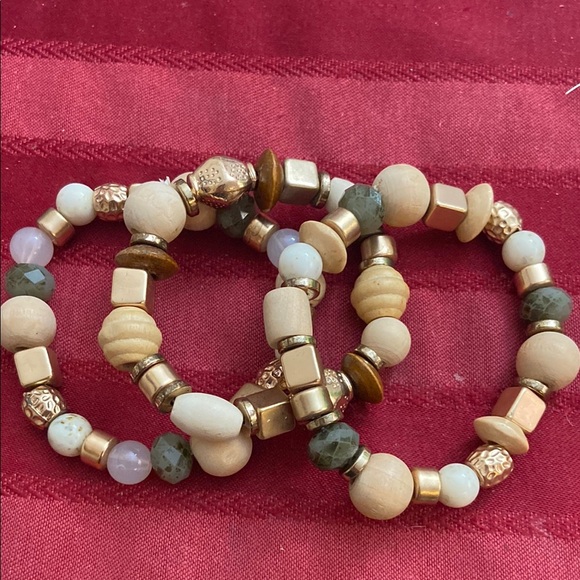 NEW Set of 3 Beaded Stretch Bracelet - Picture 1 of 2